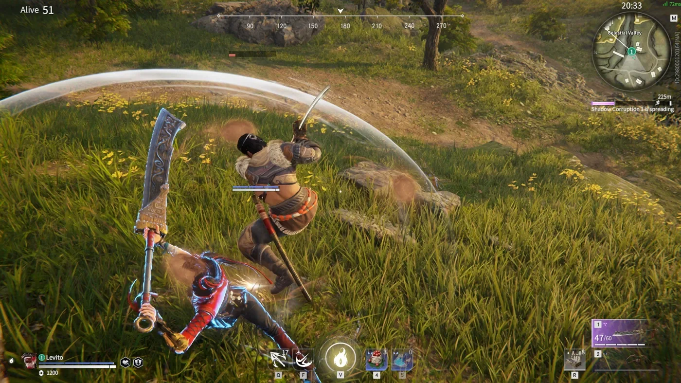 Naraka Bladepoint melee fight with overlay tools on Windows PC
